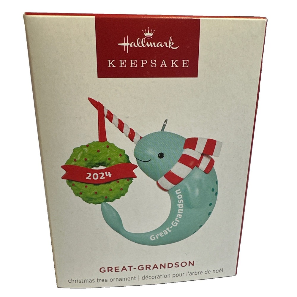 Hallmark "Great Grandson" Blue Narwhal Keepsake Christmas Ornament 2024 NEW